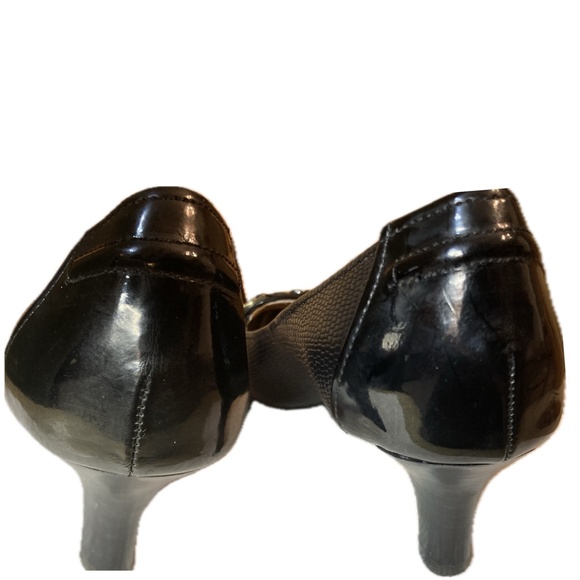 Circa Joan & David Luxe Snakeskin Embossed Black Leather Heel - Picture 9 of 10